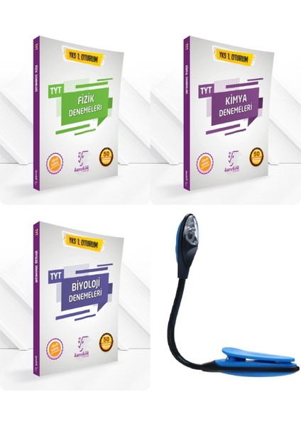 TYT Fizik-Kimya-Biyoloji Kazandıran Deneme Muhteşem Set + Kitap Okuma Işığı Hediye