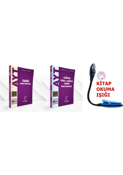 AYT Tarih ve Çağdaş Türk ve Dünya Tarihi Soru Bankası + Kitap Okuma Işığı Hediye