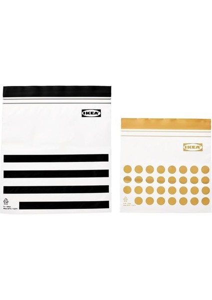 IKEA-ISTAD Serisi Kilitlenebilir Buzdolabı Poşetleri, Siyah-Sarı, 1 Lt ve 0,4 Lt, 60 Adet /Yeşil 6 Lt ve 4,5 Lt, 30 Adet