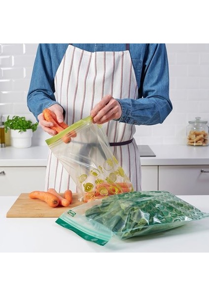 IKEA-ISTAD Serisi Kilitlenebilir Buzdolabı Poşetleri, Siyah-Sarı, 1 Lt ve 0,4 Lt, 60 Adet /Yeşil 6 Lt ve 4,5 Lt, 30 Adet