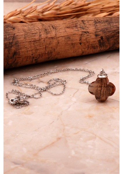 Renk Değiştiren Sultan Taşlı Yonca Rodyumlu Gümüş Kolye 7961 fiyatları