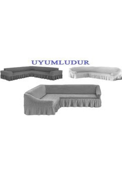 Bürümcük Kumaş, Eteksiz L Köşe Koltuk Örtüsü 1 Adet Esnek, Lastikli, Süngerli L Koltuk Kılıfı