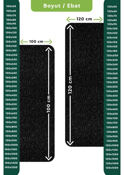 Kaydırmaz Siyah Karmaşık Paspas EN:120CM 120 x 260