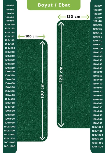 Kaydırmaz Yeşil Karmaşık Paspas EN:100CM 100 x 900