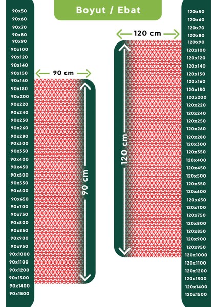 Kaydırmaz Kırmızı Yıldız Paspas EN:90CM 90 x 400
