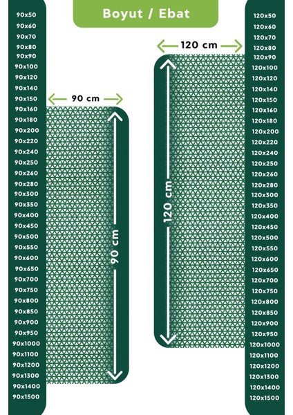 Kaydırmaz Yeşil Yıldız Paspas EN:120CM 120 x 90