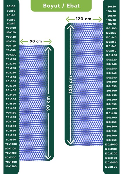 Kaydırmaz Mavi Yıldız Paspas EN:90CM 90 x 700