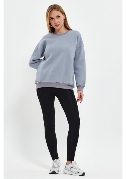 Duman Sweatshirt Oversize Sweatshirt Kadın Bisiklet Yaka Sweatshirt fiyatları
