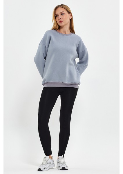 Duman Sweatshirt Oversize Sweatshirt Kadın Bisiklet Yaka Sweatshirt modelleri