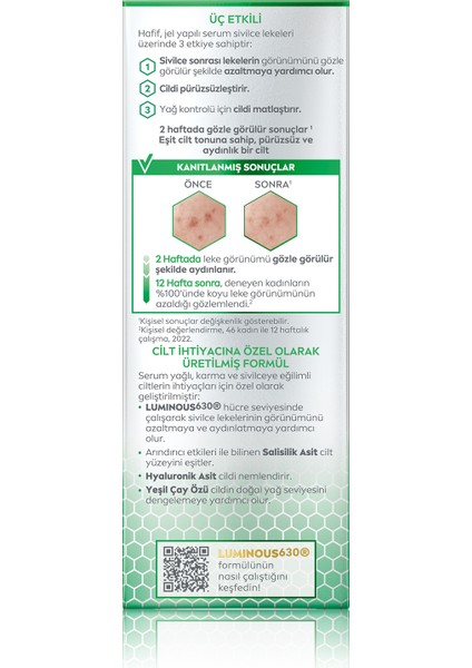 Lumınous630 Cilt Bakım Serumu 30Ml,Nıacınamıde Derma Skin Clear Temizleme fırsatları