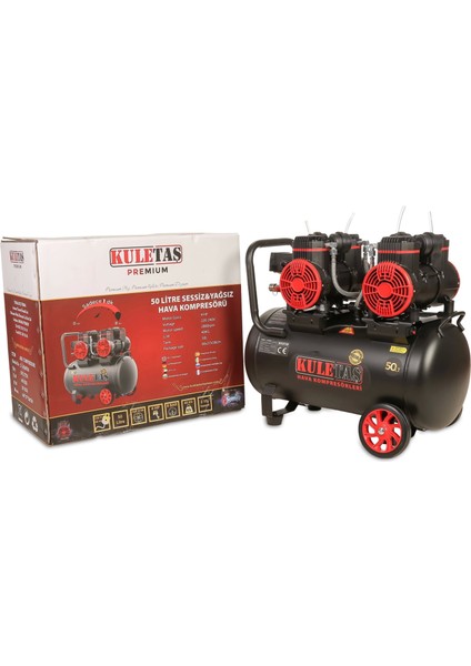 Premium 50 Litre Sessiz Yağsız Hava Kompresörü 4 Hp (Italyan Tasarım)