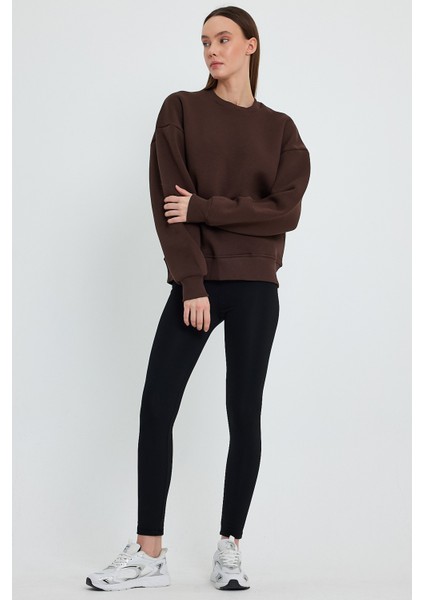 Kahverengi Sweatshirt Oversize Sweatshirt Kadın Bisiklet Yaka Sweatshirt modelleri