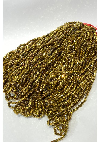Gold Kaplama Pramit Dizi Kristal Boncuk 4 mm