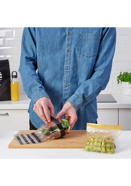 IKEA-ISTAD Serisi Kilitlenebilir Buzdolabı Poşetleri, Siyah-Sarı, 1 Lt ve 0,4 Lt, 60 Adet /Yeşil 6 Lt ve 4,5 Lt, 30 Adet