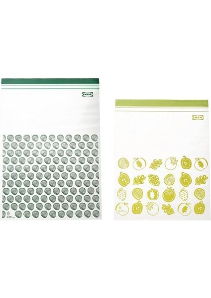 IKEA-ISTAD Serisi Kilitlenebilir Buzdolabı Poşetleri, Siyah-Sarı, 1 Lt ve 0,4 Lt, 60 Adet /Yeşil 6 Lt ve 4,5 Lt, 30 Adet