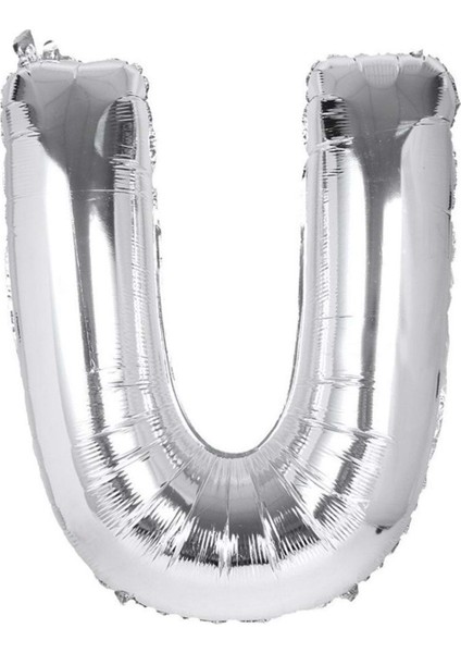 34 inç U Gümüş Renk Harf Folyo Balon