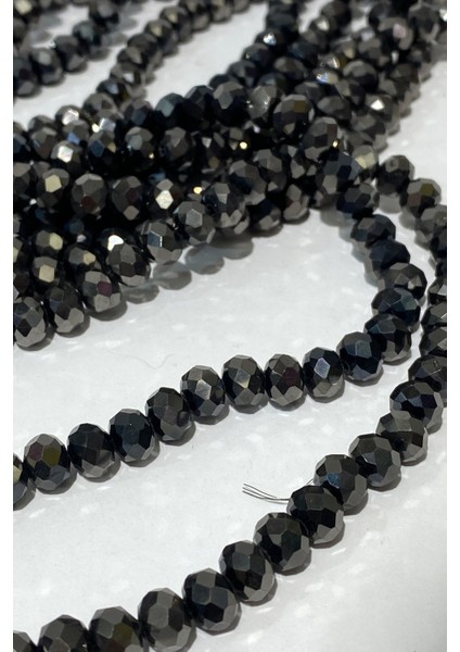 Antrasit Gri Kristal Boncuk 8 mm