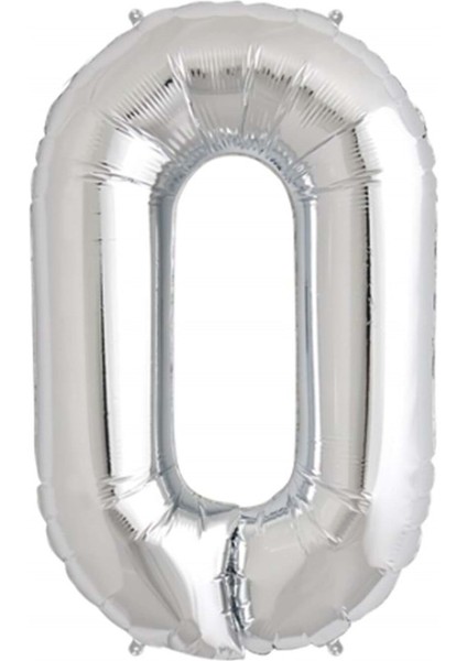 34 inç 0 Gümüş Renk Rakam Folyo Balon