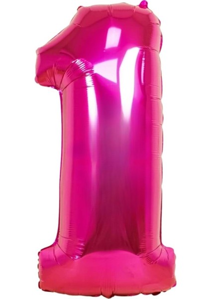 34 inç 1 Pembe Renk Rakam Folyo Balon
