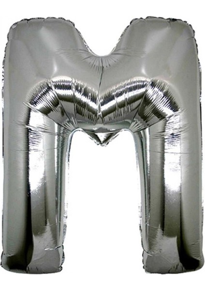 34 inç M Gümüş Renk Harf Folyo Balon