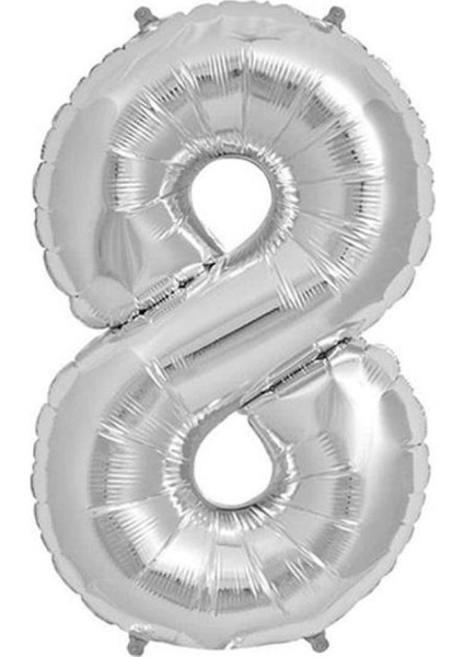 34 inç 8 Gümüş Renk Rakam Folyo Balon