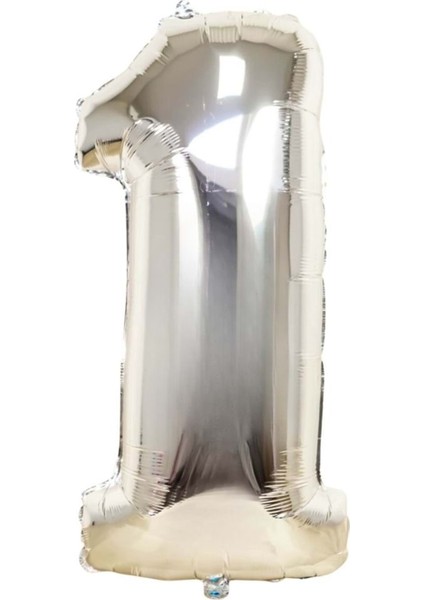 34 inç 1 Gümüş Renk Rakam Folyo Balon