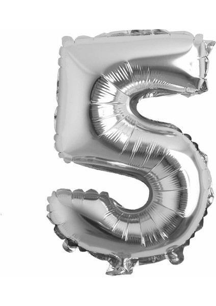 34 inç 5 Gümüş Renk Rakam Folyo Balon