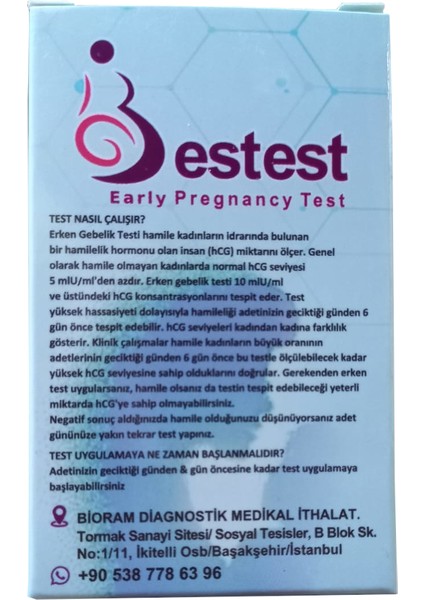 Erken Gebelik Testi Ref: Bio-Thcg (Hcg)