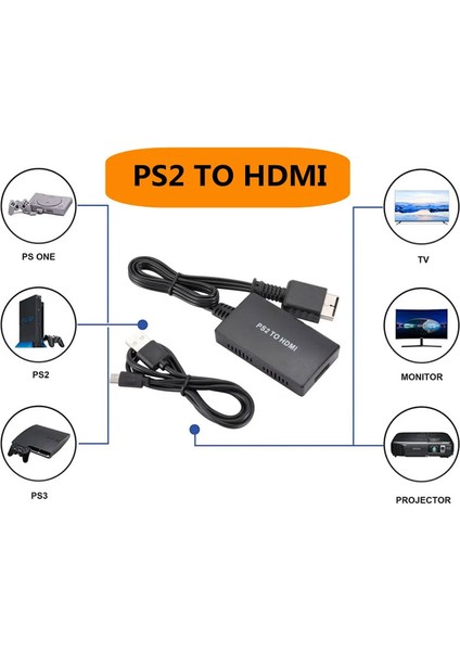 Ps2 To HDMI Dönüştürücü Adaptör Hd Bağlantı Kablosu