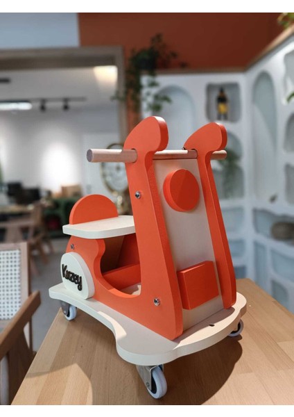 Baykuş Craft Mimarlık Ahşap Retro Baby Vespa Scooter - Ahşap Denge Bisikleti - Ahşap Bebek Oyuncağı