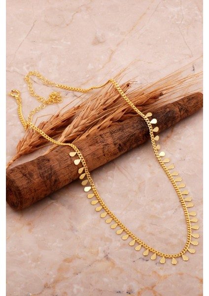 Damla Pullu Altın Kaplama Choker Gümüş Kolye 7976