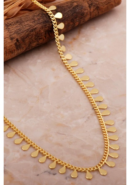Damla Pullu Altın Kaplama Choker Gümüş Kolye 7976