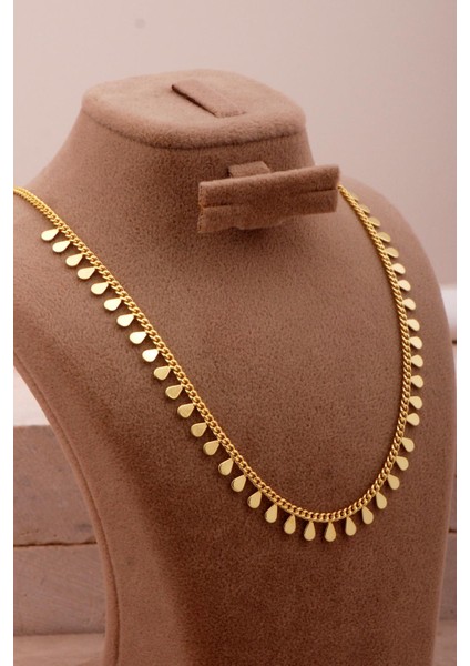 Damla Pullu Altın Kaplama Choker Gümüş Kolye 7976
