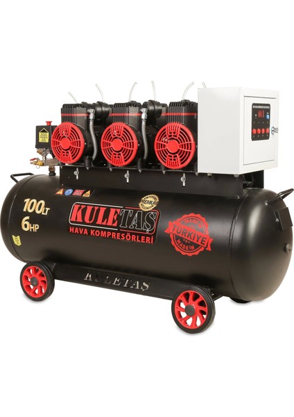 Premium 100 Litre Sessiz Yağsız Hava Kompresörü 6 Hp (Italyan Tasarım)