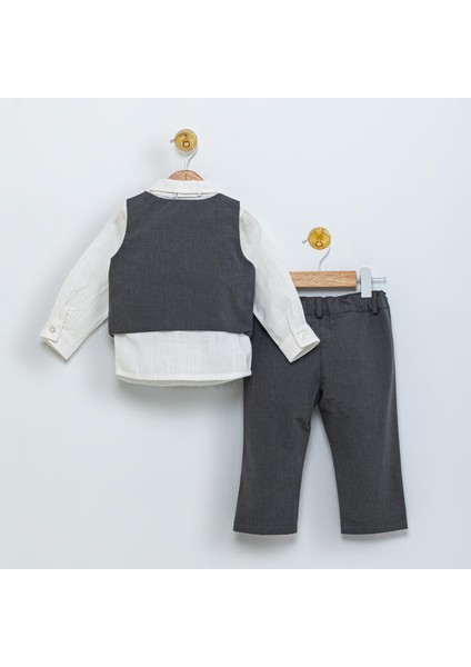 1-5 Yaş Papyon Yelek Gömlek Pantolon Bayramlık Çocuk Takım Elbise 4'lü Set 15054