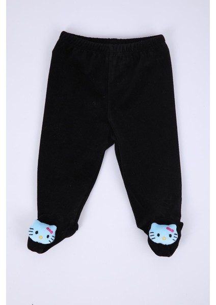 Babyhola Kadife Yelek Patikli Pantolon Unisex Bebek 2'li Set Siyah