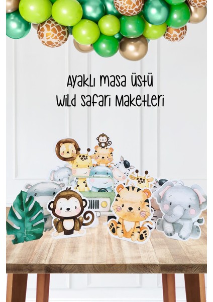 Wild Safari Konsept Doğum Günü Ayaklı Pano Seti Masa Üstü