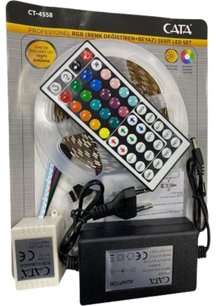 CT-4558 Rgb Şerit LED Seti 5 mt Rgb LED 15 Renk Trafo ve Rgb Kumanda