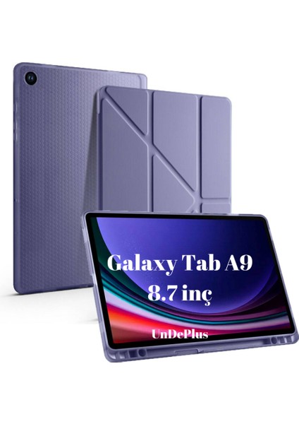 Samsung Galaxy Tab A9 8.7inç X110 X113 X115 X117 Kılıf Kalem Bölmeli Trifolding Case
