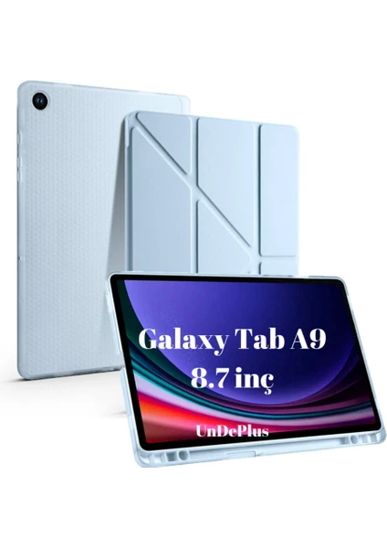 Samsung Galaxy Tab A9 8.7inç X110 X113 X115 X117 Kılıf Kalem Bölmeli Trifolding Case