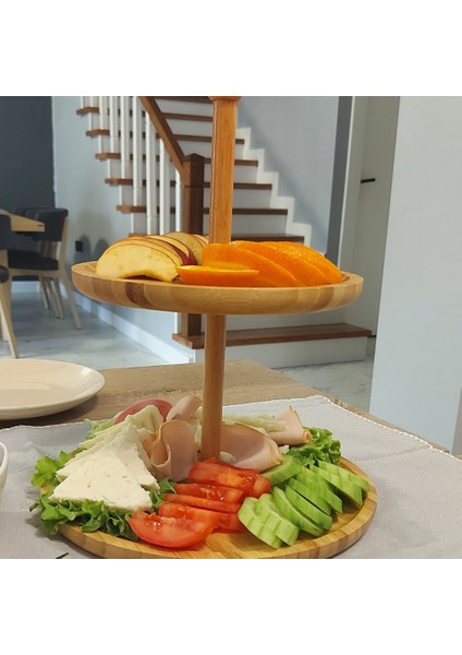 2 Katlı Bambu Sunumluk Sunum Tabağı Servistabağı fiyatları