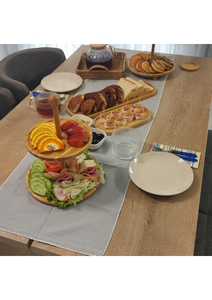 2 Katlı Bambu Sunumluk Sunum Tabağı Servistabağı modelleri