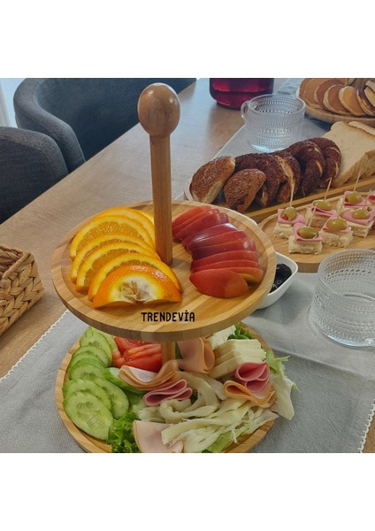 2 Katlı Bambu Sunumluk Sunum Tabağı Servistabağı fırsatları