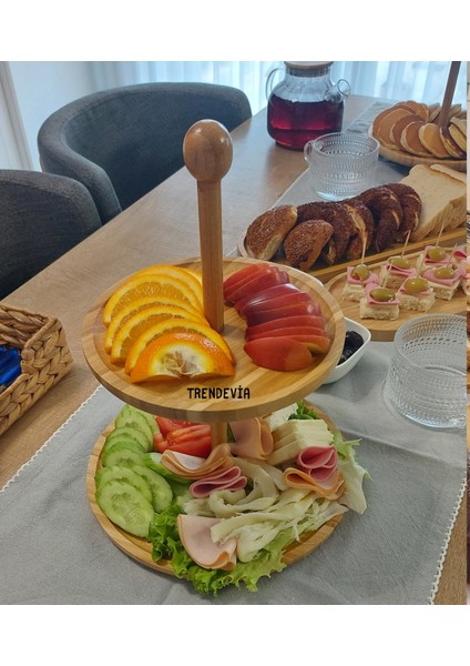 2 Katlı Bambu Sunumluk Sunum Tabağı Servistabağı indirimleri