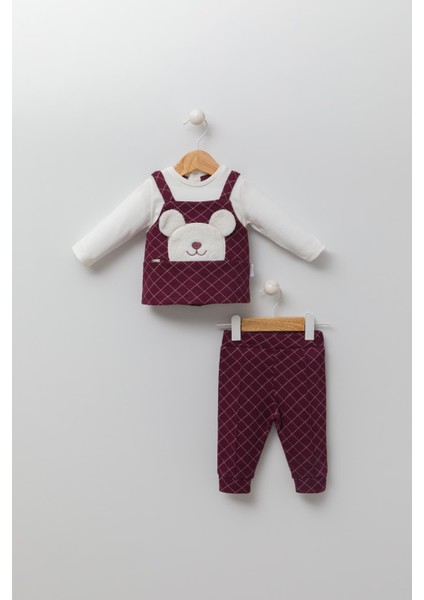 Babyhola Ayıcık Figürlü Erkek Kız Bebek Uzun Kollu Body Pantolon 2'li Alt Üst Takım 13569