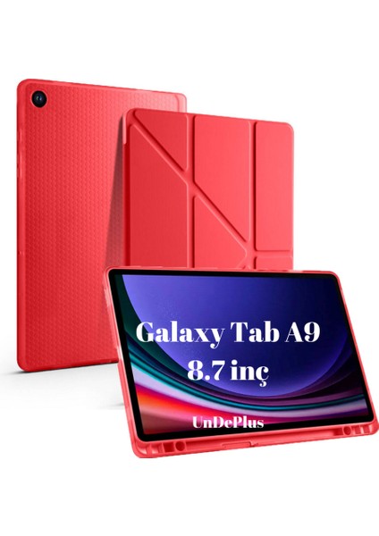 Samsung Galaxy Tab A9 8.7inç X110 X113 X115 X117 Kılıf Kalem Bölmeli Trifolding Case