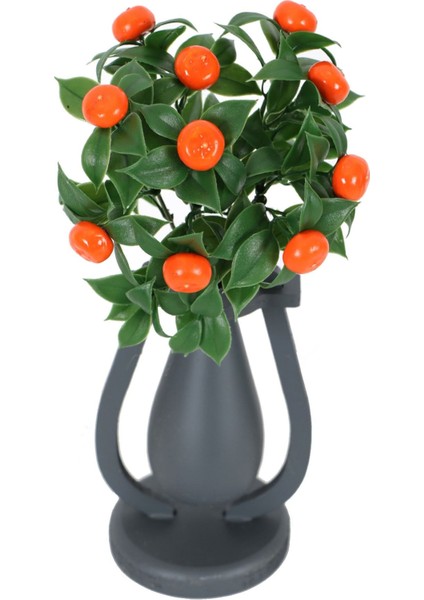 Dekoratif Mini Vazoda Yapay Mandalina Demeti 30 cm