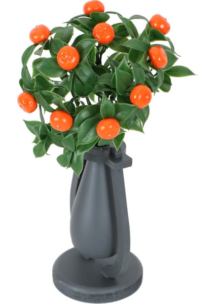 Dekoratif Mini Vazoda Yapay Mandalina Demeti 30 cm