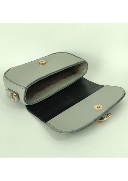 Gold Toka Detaylı Çapraz Askılı Gri , Kadın Omuz Çantası fırsatları