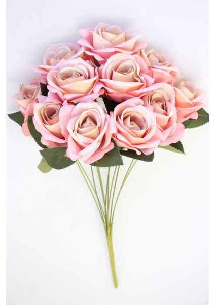 Yapay 11 Güllü Pastel Demet 50 cm Pembe